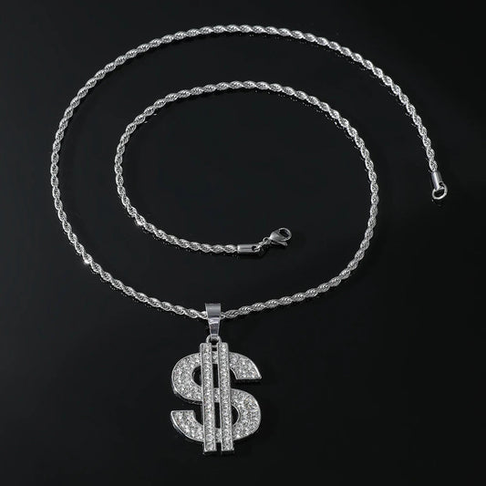Colgante Signo de Dólar Oro – Collar Hip Hop Rap Iced Out | PRÉNDELAX
