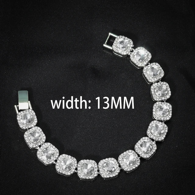 Set Cadena + Pulsera Tennis Cuadrada Dorada Iced Out – Hip Hop Hombre | PRÉNDELAX