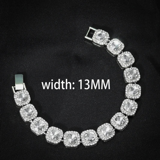 Set Cadena + Pulsera Tennis Cuadrada Dorada Iced Out – Hip Hop Hombre | PRÉNDELAX