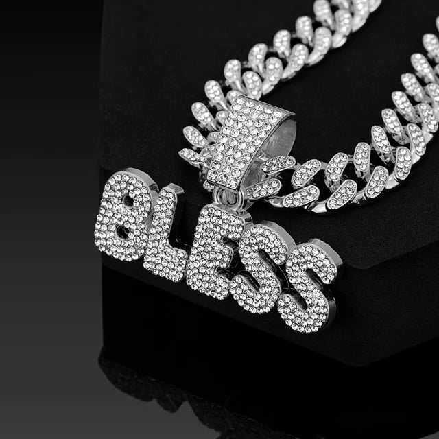 Cadena Cubana con Dije BLESS Iced Out – Collar Hip Hop Hombre | PRÉNDELAX