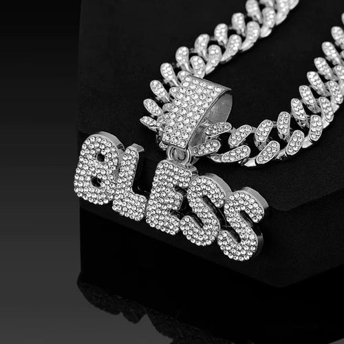Cadena Cubana con Dije BLESS Iced Out – Collar Hip Hop Hombre | PRÉNDELAX