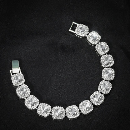 Cadena Tennis Cuadrada Iced Out Dorada 10mm – Collar Hip Hop Hombre | PRÉNDELAX