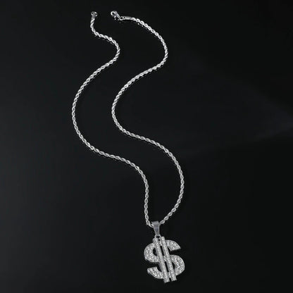 Colgante Signo de Dólar Oro – Collar Hip Hop Rap Iced Out | PRÉNDELAX