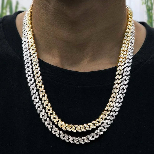 Cadena cubana iced out plata 13mm