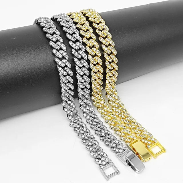 Cadena Cubana Iced Out Plata 13mm – Collar Prong Hip Hop Hombre | PRÉNDELAX