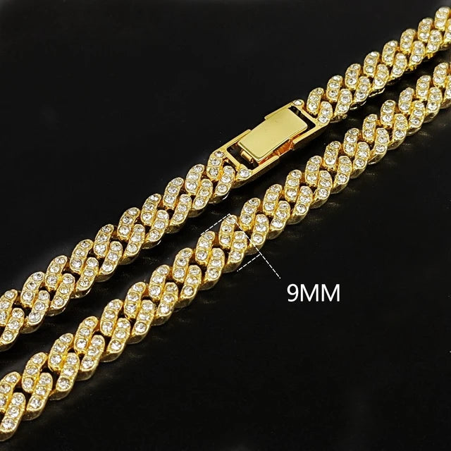Cadena Cubana Iced Out Plata 13mm – Collar Prong Hip Hop Hombre | PRÉNDELAX
