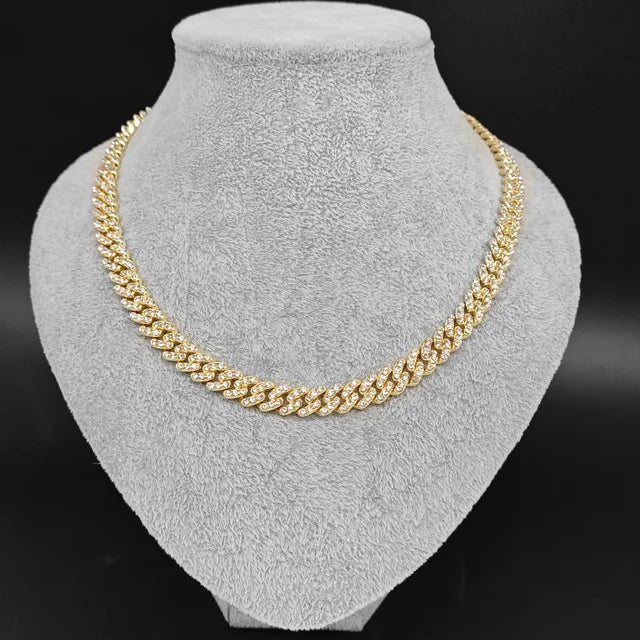Cadena Cubana Iced Out Plata 13mm – Collar Prong Hip Hop Hombre | PRÉNDELAX