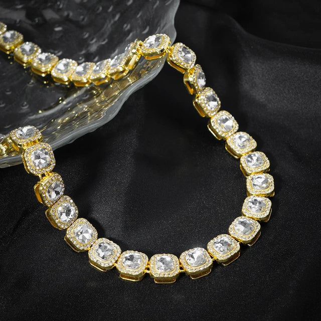 Set Cadena + Pulsera Tennis Cuadrada Plata Iced Out – Hip Hop Hombre | PRÉNDELAX