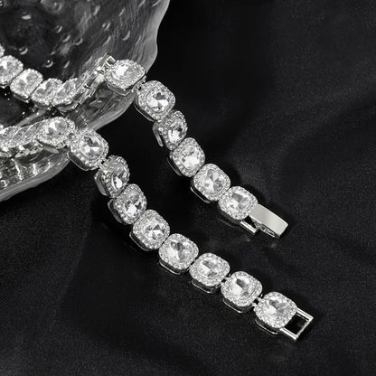 Set Cadena + Pulsera Tennis Cuadrada Plata Iced Out – Hip Hop Hombre | PRÉNDELAX