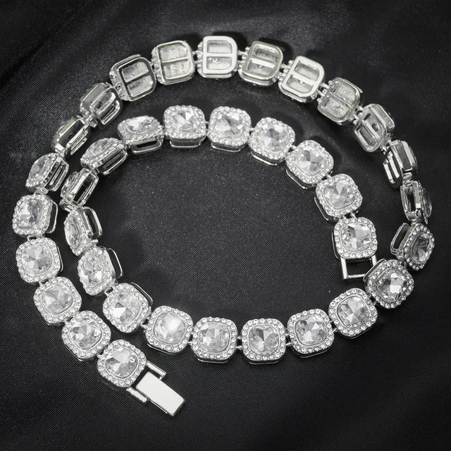 Set Cadena + Pulsera Tennis Cuadrada Plata Iced Out – Hip Hop Hombre | PRÉNDELAX