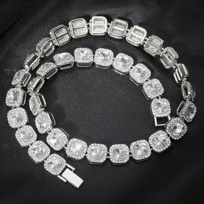 Set Cadena + Pulsera Tennis Cuadrada Plata Iced Out – Hip Hop Hombre | PRÉNDELAX