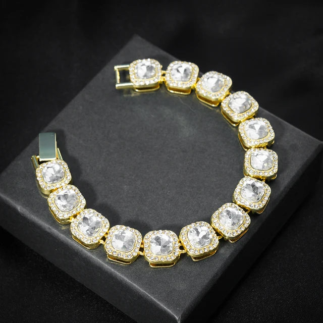 Set Cadena + Pulsera Tennis Cuadrada Plata Iced Out – Hip Hop Hombre | PRÉNDELAX