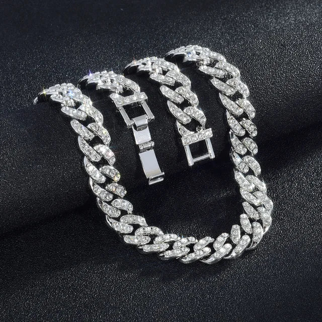 Set 2 Cadenas Cubanas Miami Oro y Plata – Layered Hip Hop Hombre | PRÉNDELAX