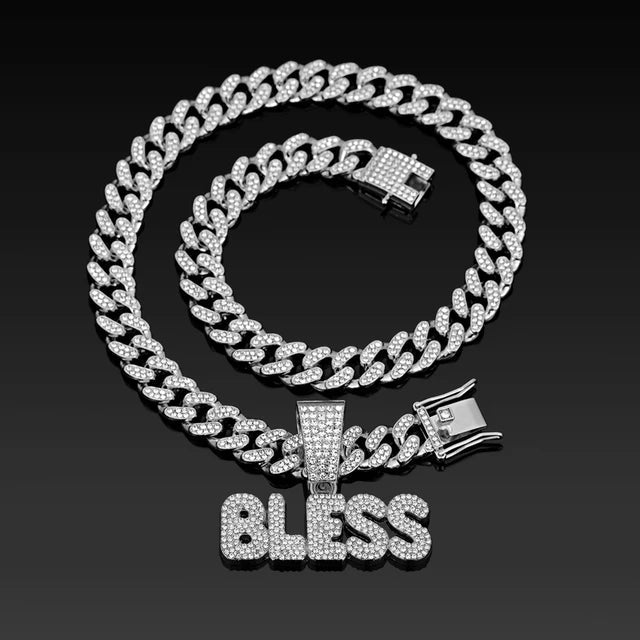 Cadena Cubana con Dije BLESS Iced Out – Collar Hip Hop Hombre | PRÉNDELAX
