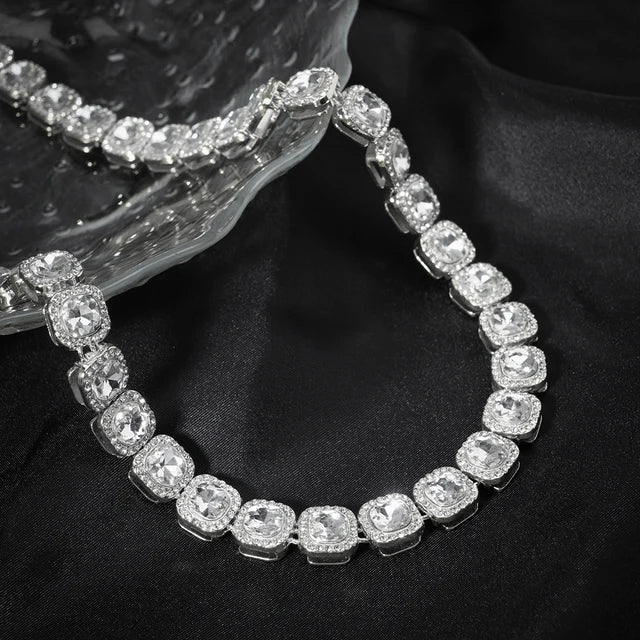Set Cadena + Pulsera Tennis Cuadrada Dorada Iced Out – Hip Hop Hombre | PRÉNDELAX