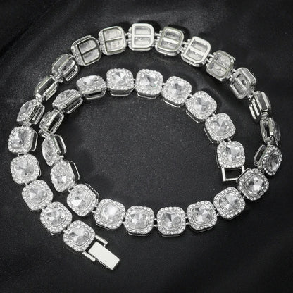Cadena Tennis Cuadrada Iced Out Dorada 10mm – Collar Hip Hop Hombre | PRÉNDELAX