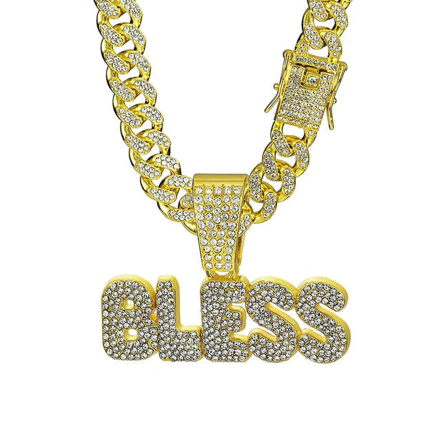 Cadena Cubana con Dije BLESS Iced Out – Collar Hip Hop Hombre | PRÉNDELAX