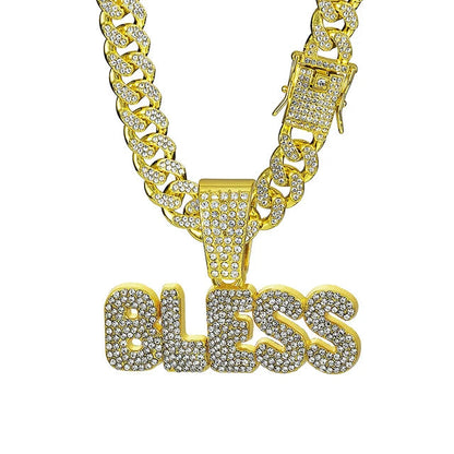 Cadena Cubana con Dije BLESS Iced Out – Collar Hip Hop Hombre | PRÉNDELAX