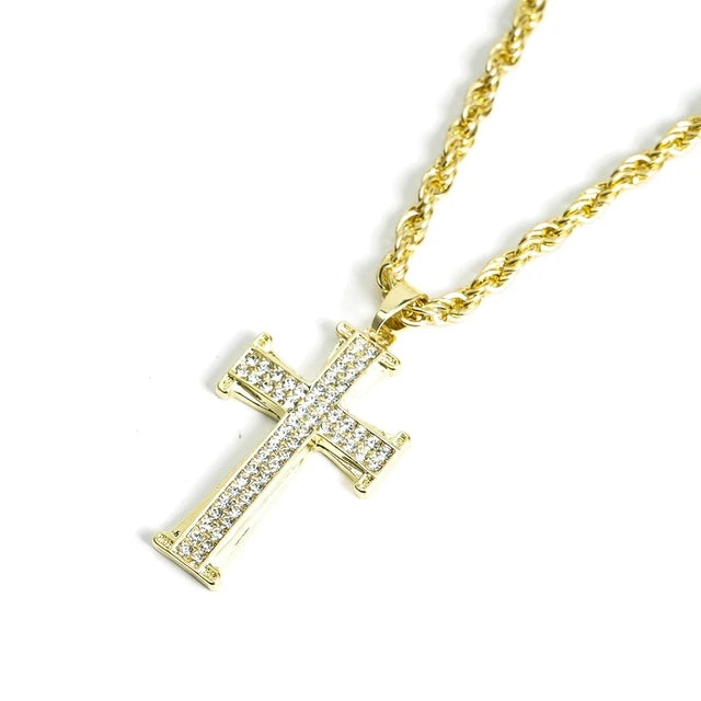 Set 2 Dijes de Cruz Iced Out con Cadena – Oro y Plata Hombre | PRÉNDELAX