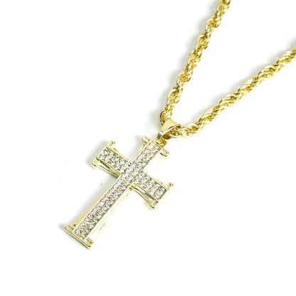 Set 2 Dijes de Cruz Iced Out con Cadena – Oro y Plata Hombre | PRÉNDELAX