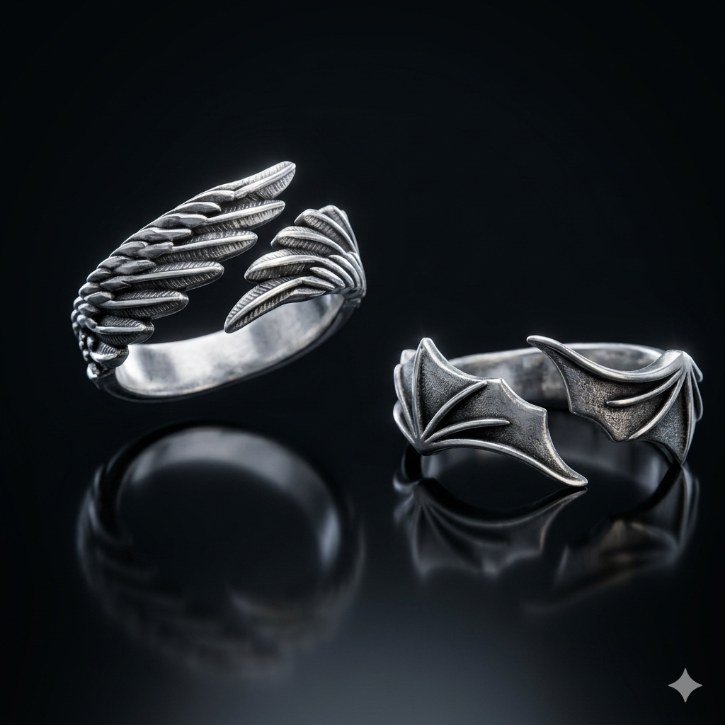 Pack Anillos Ángel y Demonio - Set de Pareja Ajustable | PRÉNDELAX
