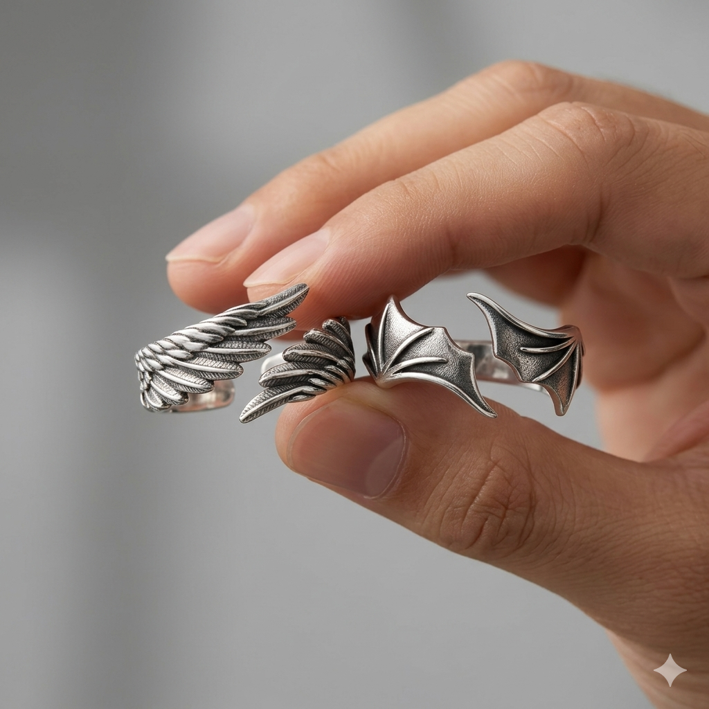 Pack Anillos Ángel y Demonio - Set de Pareja Ajustable | PRÉNDELAX