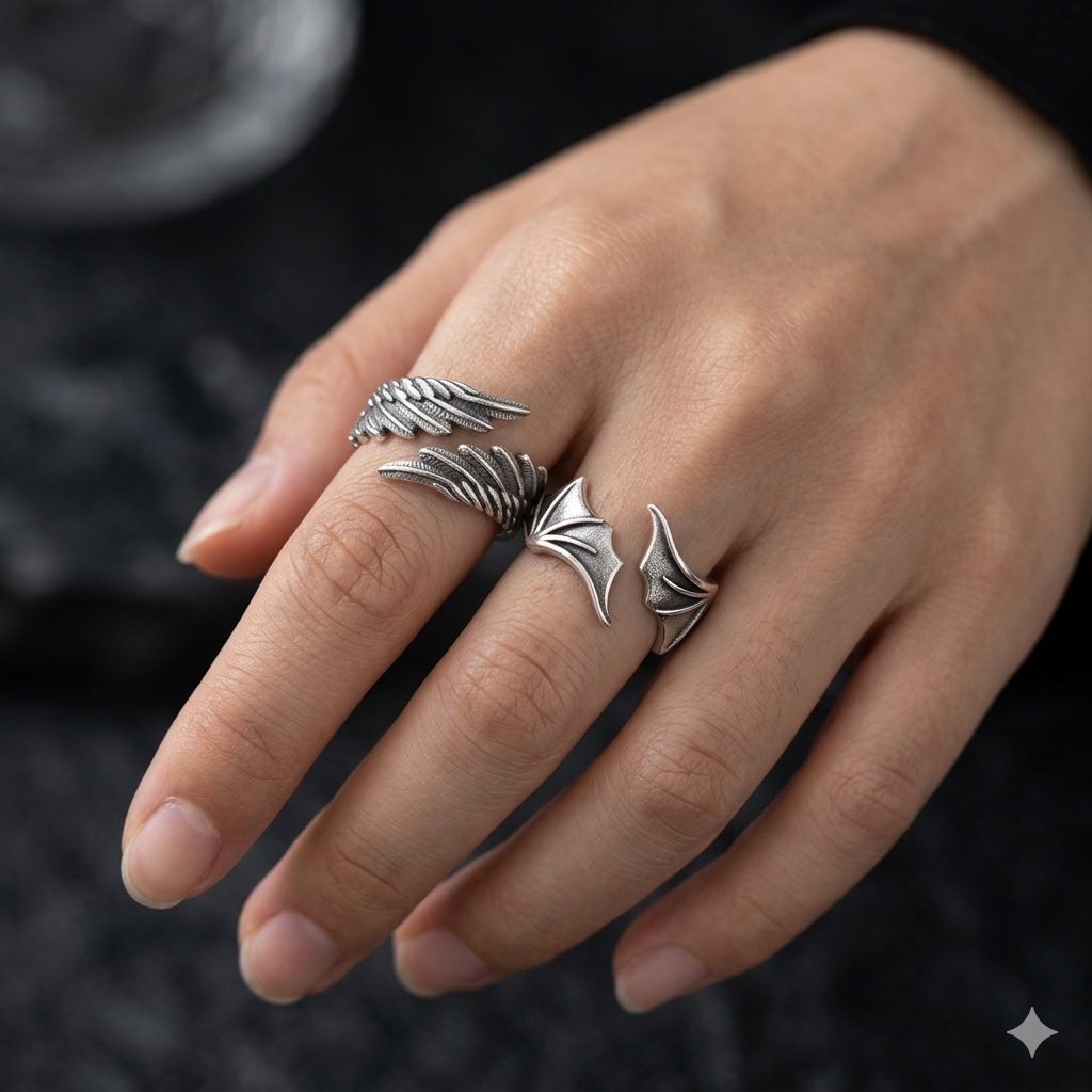 Pack Anillos Ángel y Demonio - Set de Pareja Ajustable | PRÉNDELAX