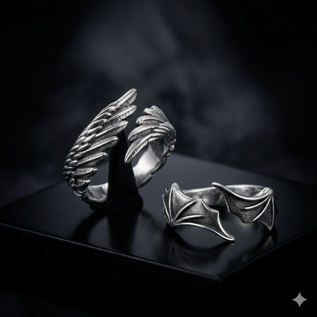 Pack Anillos Ángel y Demonio - Set de Pareja Ajustable | PRÉNDELAX