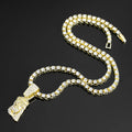 Collar Dije de Jesús Oro Cadena Tennis 4mm Iced Out